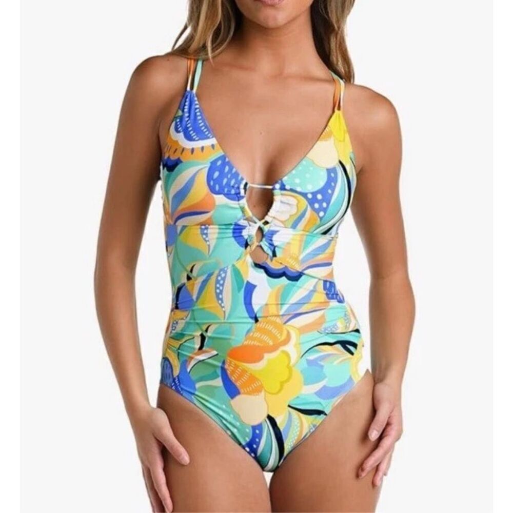 NWT La Blanca Multicolor Sun In Sicily Underwire One Piece Swimsuit Size 4